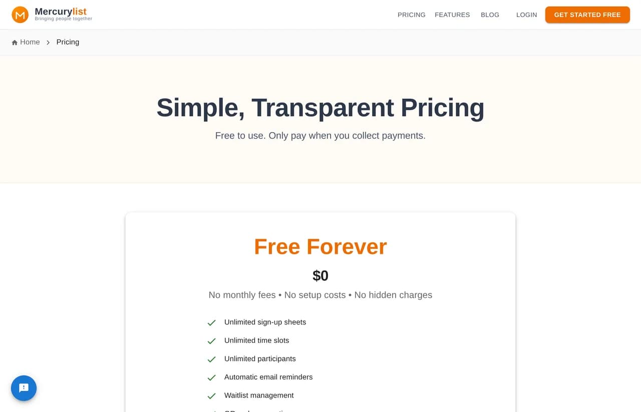 Pricing page